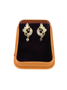 Anujeet Fashion Hub Gold Plated AD Studded Peacock Shaped Studs