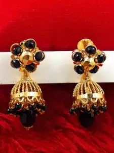 Anujeet Fashion Hub Gold-Plated American Diamond Studded Contemporary Jhumkas