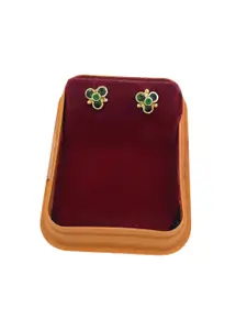 Anujeet Fashion Hub Gold Plated Artificial Stones Studded Floral Shape Studs