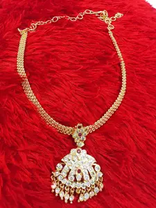 Anujeet Fashion Hub Gold-Plated American Diamond Studded Necklace