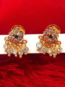 Anujeet Fashion Hub Gold-Plated American Diamond Studded Contemporary Studs Earrings