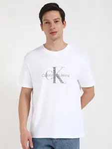Calvin Klein Jeans Men Typography Printed Round Neck Cotton Relaxed Fit T-shirt