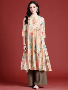 Anouk Floral Printed Flared Kurta