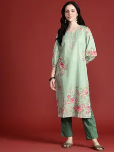 Anouk Floral Print Straight Kurta