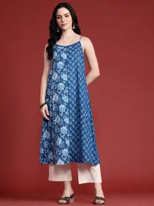 Anouk Floral Printed Shoulder Straps Pure Cotton A-Line Kurta