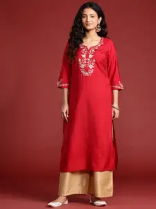 Anouk Women Floral Yoke Design Straight Kurta