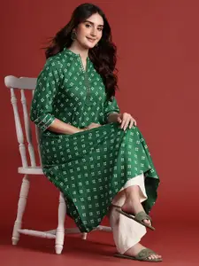 Anouk Bandhani Print Mirror Work Kurta