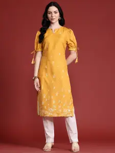 Anouk Checked Puff Sleeve Kurta