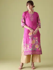 Anouk Floral Print Straight Kurta