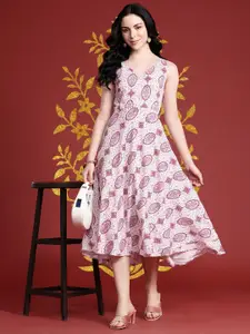 Anouk Floral Printed A-Line Ethnic Dress