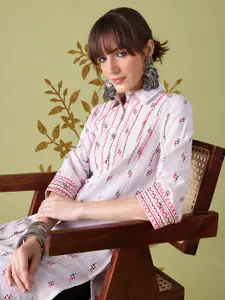 Anouk Woven Design High-Low Kurta