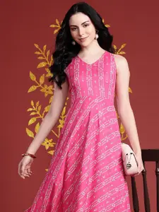 Anouk Floral Printed Styled Back A-Line Ethnic Dress