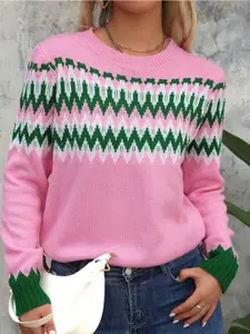 StyleCast x Revolte Women Chevron Round Neck Pullover