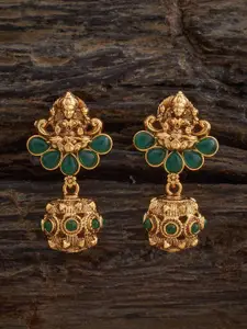 Kushal's Fashion Jewellery Gold Plated Stone Studded Dome Shaped Antique Drop Earrings