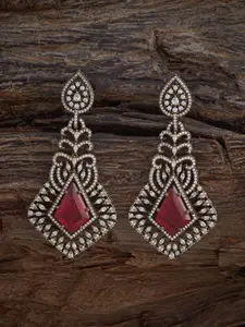 Kushal's Fashion Jewellery Victorian-Plated Contemporary Zircon Studded Drop Earrings