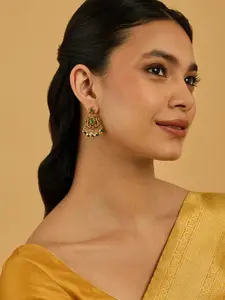 Kushal's Fashion Jewellery Gold-Plated Contemporary Ethnic Drop Earrings