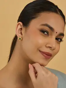 Kushal's Fashion Jewellery Embellished Bridal 92.5 Silver Contemporary Temple Studs