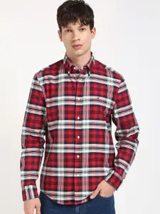 Tommy Hilfiger Men Button-Down Collar Tartan Checked Cotton Casual Shirt