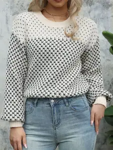 StyleCast x Revolte Women Self Design Round Neck Pullover