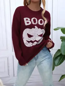 StyleCast x Revolte Women Self Design Cable Knit Pullover