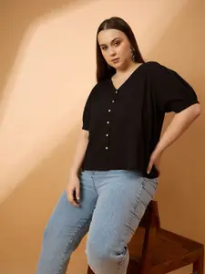 all about you Women Plus Size Puff Sleeve Top