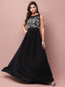 Miss Chase Women  Sequins Embroidered A-Line Dress