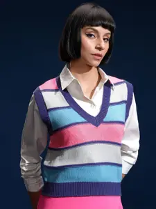 Tokyo Talkies Women V-Neck Sweater Vest