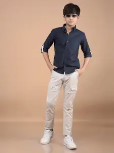 Crimsoune Club Boys Classic Button-Down Collar Solid Cotton Casual Shirt