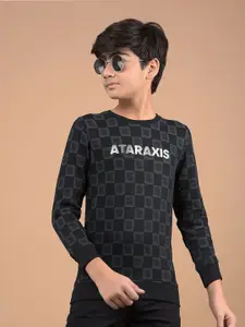 Crimsoune Club Boys Checked Printed Sweatshirt