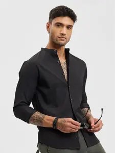 Snitch Men Smart Fit Band Collar Textured Casual Shirt
