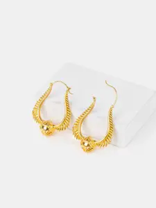 SHAYA 925 Sterling Silver Gold-Plated Snitch Hoop Earrings