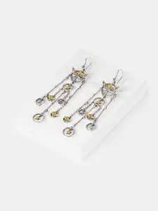 SHAYA 925 Sterling Silver Cubic Zirconia Stone Studded Winged Key Earrings