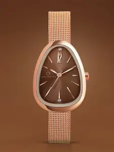 CARLINGTON Women Dial & Stainless Steel Straps Analogue Watch Iconic 2047 Brown