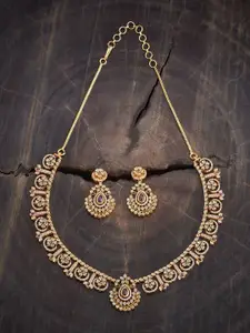 Kushal's Fashion Jewellery Ruby Green Gold-Plated Party Zircon Necklace