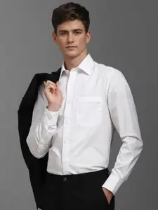 Louis Philippe Men Classic Slim Fit Spread Collar Textured Cotton Formal Shirt