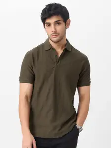 The Souled Store Men Solid Polo Collar Cotton T-shirt