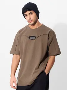 The Souled Store Men Solid Round Neck Cotton Oversized T-shirt