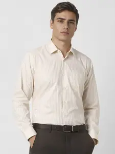 Van Heusen Men Spread Collar Vertical Striped Cotton Slim Fit Formal Shirt