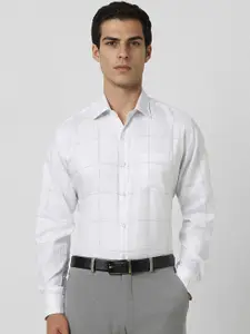 Van Heusen Men Spread Collar Windowpane Checked Cotton Slim Fit Formal Shirt