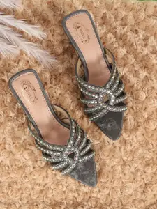 Denill Women Embellished Kitten Heel Sandals