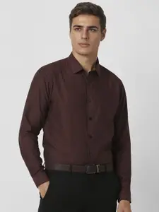 V Dot Men Spread Collar Abstract Printed Cotton Slim Fit Formal Shirt