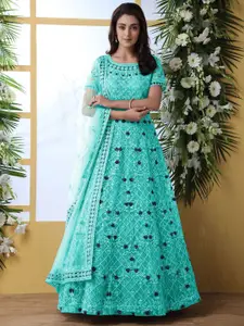 LADY SHOPI Women Floral Embroidered Fit & Flare Maxi Dress