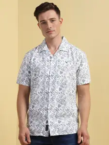Allen Solly Men Custom Fit Cuban Collar Floral Printed Cotton Casual Shirt