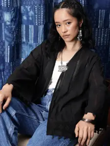 Taavi Pure Cotton Woven Legacy Open Front Shrug