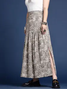 Taavi Women Ethnic Motifs Printed Pure Cotton Block Print Legacy Maxi Skirt