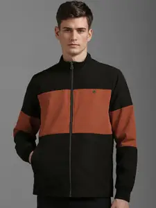 Louis Philippe Sport Men Colourblocked Mock Collar Pure Cotton Open Front Jacket