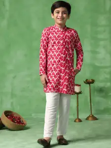 FASHION DREAM Boys Geometric Printed Straight Kurta with Trouser