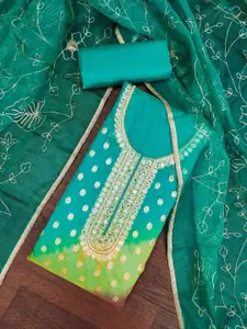 KIMISHA KIMISH Floral Woven Design Embroidered Sequinned Zari Organza Unstitched Dress Material