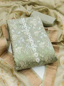 KIMISHA Floral Embroidered Sequinned Unstitched Dress Material