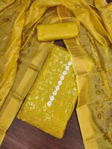 KIMISHA Floral Embroidered Sequinned Unstitched Dress Material